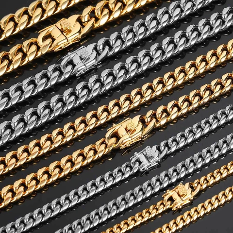 Herren Hip Hop Edelstahl Panzerkette Schmuckset Gold Silber Plattiert Dicke Halskette Und Armband Mode Streetwear Schmuck