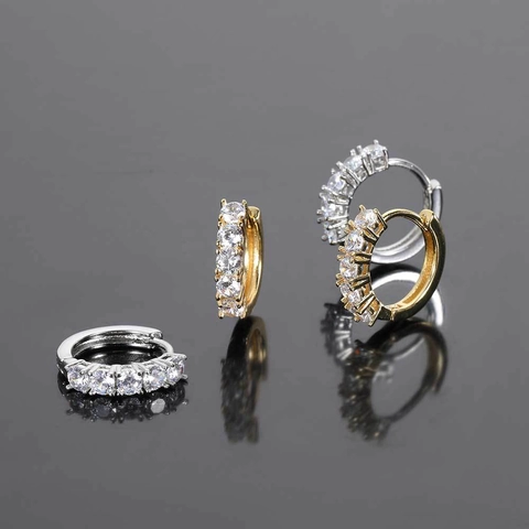 Hip Hop Zirkonia Huggie Hoop Ohrringe Gold Silber Plattiert Kupfer Kleine Kreis Ohrringe Individueller Schmuck Herren Damen