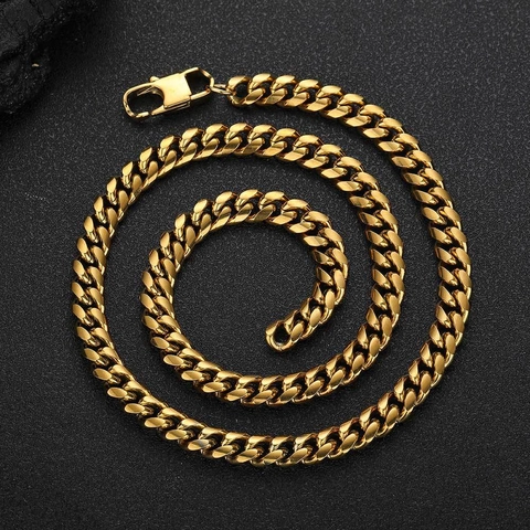 Edelstahl Panzerkette Halskette Mit 18K Vergoldung Hip Hop Schmuck Für Unisex Trendige Dicke Einfache Gliederkette