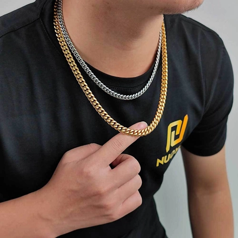 Hip Hop Edelstahl Panzerkette Halskette Gold Stahlfarbe Galvanisiert Schwere Flache Bordsteinkette Schmuck Zubehör Für Herren Damen