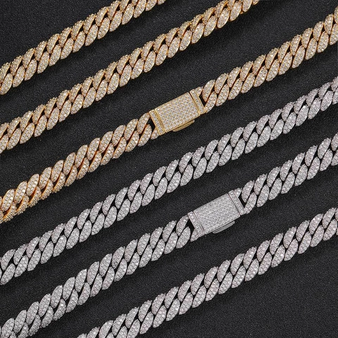 Hip Hop Men Cuban Link Necklace And Bracelet Copper Iced Out Pave Zirconia Real Gold Plated Chain Jewelry Accessory