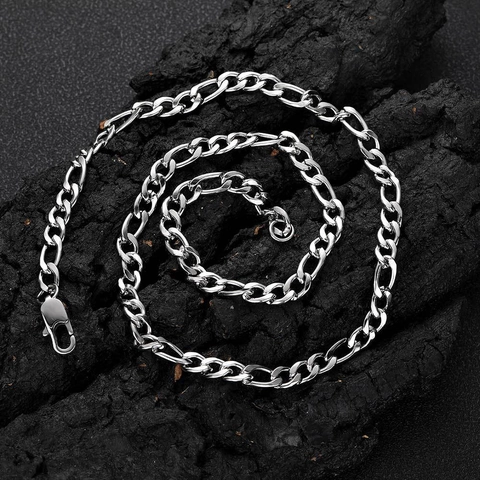 Collana a Catena Figaro Hip Hop in Acciaio Inossidabile Placcato Oro 18K Gioielli Streetwear Per Uomo Donna Accessorio Punk Rock