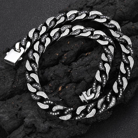 Collana Cubana In Acciaio Inossidabile Hip Hop Con Zirconia Cubica Catena Resistente Per Uomo E Donna Gioielli Streetwear