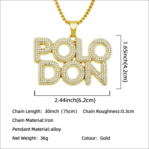 Hip Hop Iced Out Letter Hanger Ketting Vergulde Zinklegering Strass Ingelegde Box Ketting Street Style Heren Sieraden