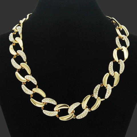 Hip Hop Schwere Gliederkette Panzerkette Für Damen Gold Silber Beschichtet Legierung Strass Besetzt Choker Schmuck Geschenk