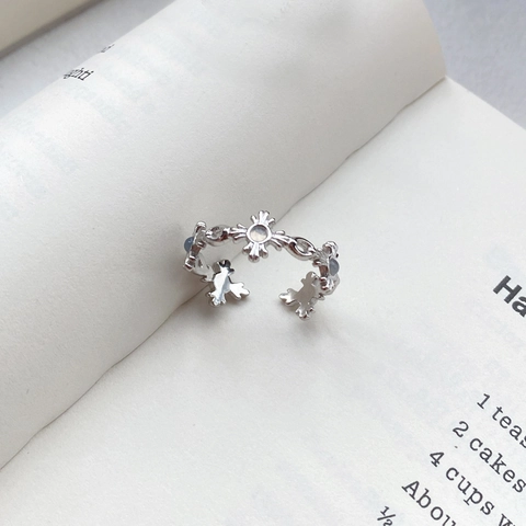 Anello In Argento Sterling 925 Vintage Per Donna Anello Aperto Regolabile Con Agata Bianca Croce Fiore Di Iris Gioielli Gotici