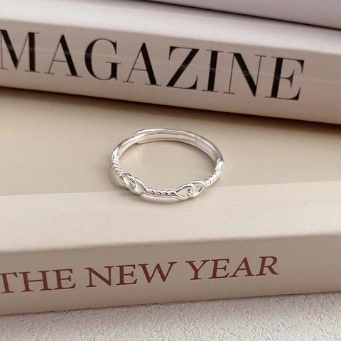 999 Feinsilber Gedrehtes Seil Knoten Offener Ring Minimalistisch Verstellbar Handschmuck Für Damen Leichter Luxus Mode Pendler Schmuck