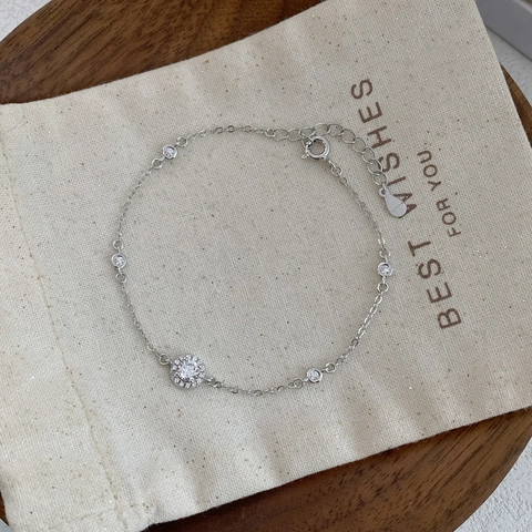 S999 Sterlingsilber Zirkonia Armband Für Damen Minimalistisch Funkelnd Verstellbare Kette Runder Charm Luxus Edelschmuck Geschenk