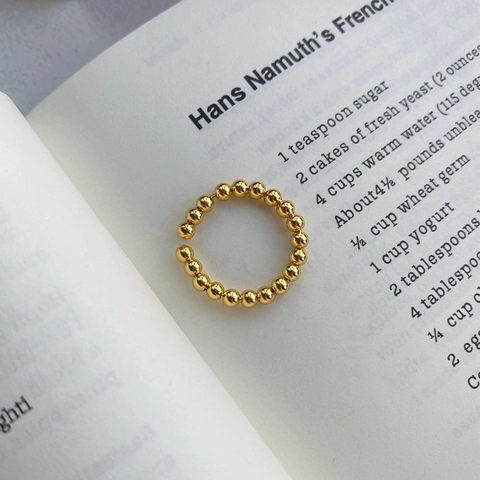 S925 Sterling Silver Round Bead Open Ring For Women Minimalist Adjustable Geometric Circle Finger Ring Gold Silver Jewelry
