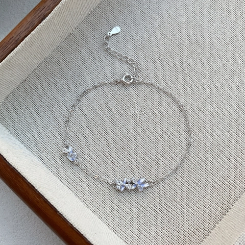 Elegante Bracciale in Argento Puro S999 a Fiori in Smalto Viola Per Donna Gioielli di Lusso con Strass Regalo di San Valentino