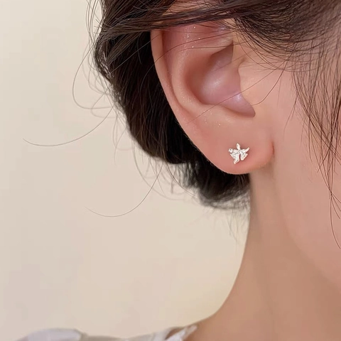 S999 Sterlingsilber Orchidee Ohrstecker Mit Zirkonia Minimalistische Blume Ohrschmuck Für Damen Mädchen Täglich Tragen