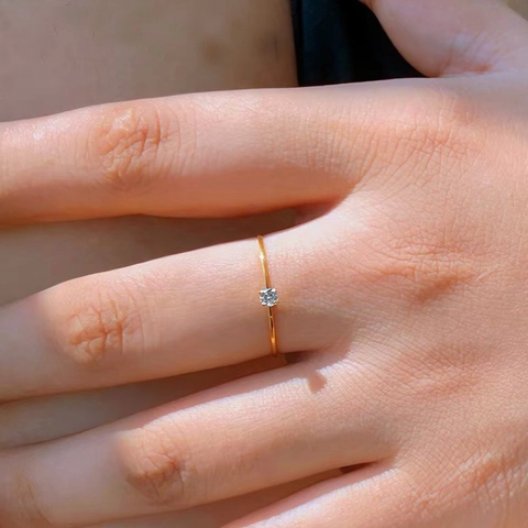 925 Sterling Silver Gold Plated Zirconia Open Adjustable Thin Band Ring For Women Light Luxury Niche Minimalist Jewelry