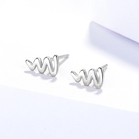 925 Sterling Silber Herzschlag Ohrstecker Minimalistische Welle Ohrringe Schmuck Für Damen Täglich Mode Geometrische EKG Ohrring