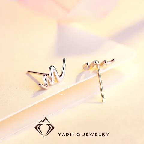 925 Sterling Silber Herzschlag Ohrstecker Minimalistische Welle Ohrringe Schmuck Für Damen Täglich Mode Geometrische EKG Ohrring