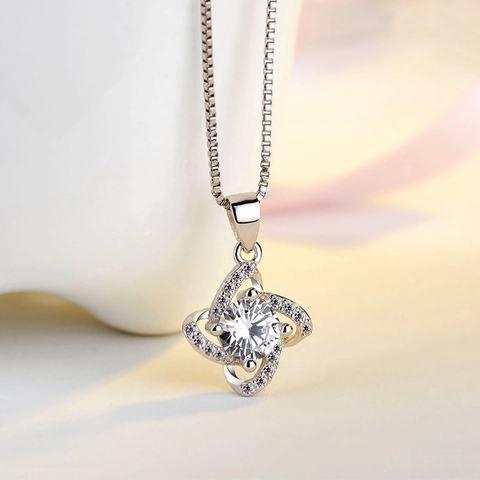 S925 Sterling Silver Four Leaf Clover Pendant Only Without Chain For Women Minimalist Rhinestone Inlaid Jewelry Gift
