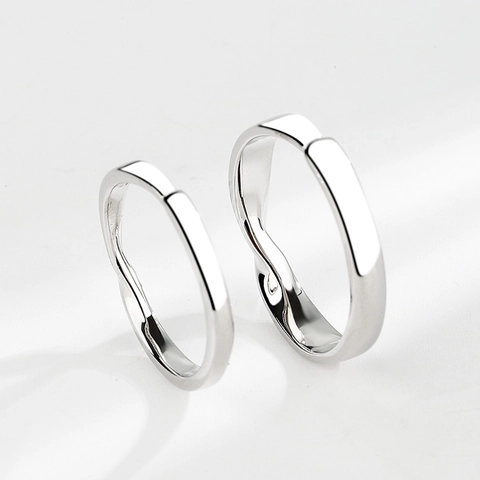 925 Sterling Silver Mobius Strip Couple Rings Adjustable Open Minimalist Polished Promise Ring Set For Women Men Jewelry