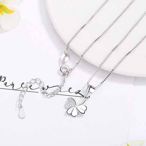 925 Sterling Silver Four Leaf Clover Pendant Minimalist Zirconia Inlaid Necklace Jewelry For Women Elegant Gift Without Chain