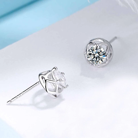 Orecchini a Lobo in Argento Sterling 925 a Forma di Fiore Quadrifoglio Con Zirconia Gioielli Eleganti Minimalisti per Donna Argento