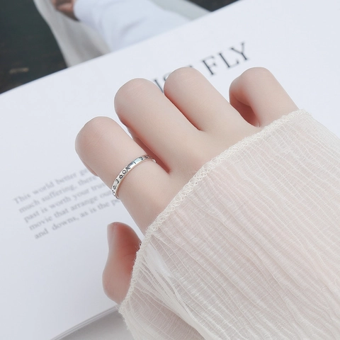 Vintage 925 Sterlingsilber Offener Ring Für Damen Gravierte Griechische Buchstaben Minimalistisch Retro Oxidiert Verstellbarer Ring Schmuck