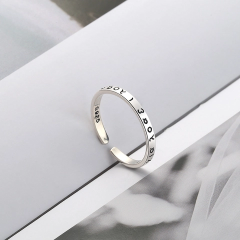 Vintage 925 Sterlingsilber Offener Ring Für Damen Gravierte Griechische Buchstaben Minimalistisch Retro Oxidiert Verstellbarer Ring Schmuck