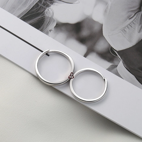 S925 Sterling Silver Heart Matching Couple Rings Minimalist Personalized Adjustable Opening Band Rings Fashion Lovers Jewelry