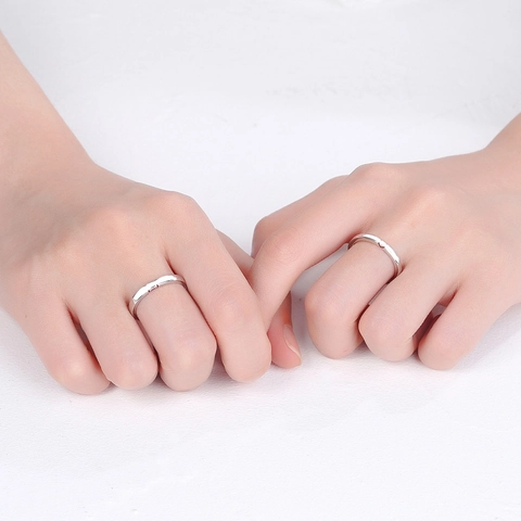 S925 Sterling Silver Heart Matching Couple Rings Minimalist Personalized Adjustable Opening Band Rings Fashion Lovers Jewelry