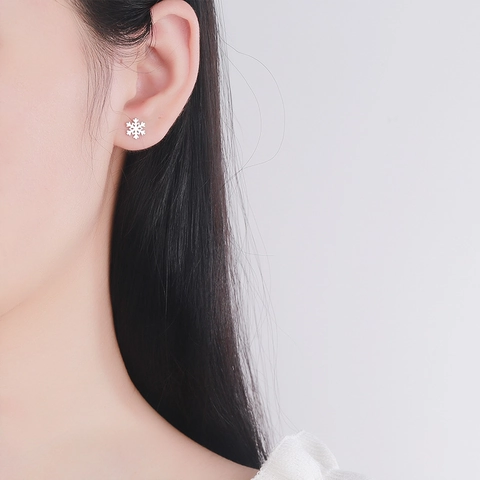 Minimalistische 925 Sterlingsilber Schneeflocke Ohrstecker Für Damen Einfache Glänzende Weihnachts Schmuck Zierliche Winter Accessoires