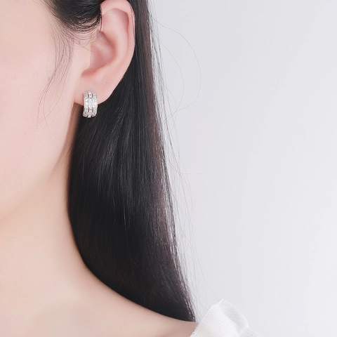 925 Sterlingsilber Hoop Ohrringe Mit Klaren Zirkonia Steinen Elegante Geometrische Mode Ohrringe Für Damen Schmuck