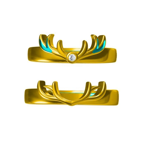 925 Sterlingsilber Hirschgeweih Paar Ringe Mit Blauem Emaille Zirkon Verstellbarer Offener Ring Für Damen Herren Schmuck