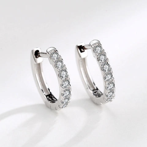 Minimalist 925 Sterling Silver Huggie Hoop Earrings With Micro Inlaid Zirconia Delicate Geometric Round Ear Buckle Jewelry For Women