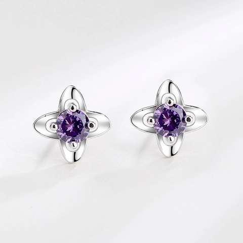 S999 Sterling Silver Four-leaf Clover Stud Earrings For Women Rhinestone Inlaid Minimalist Fashion Leaf Jewelry Gift