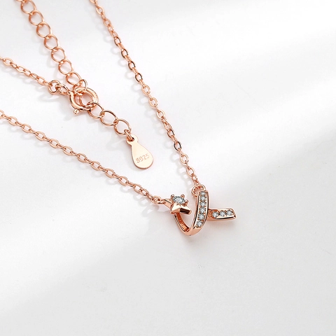 S925 Sterling Silver Meteor Star Pendant Necklace For Women Rose Gold Rhinestone Inlaid Clavicle Chain Fashion Jewelry Gift