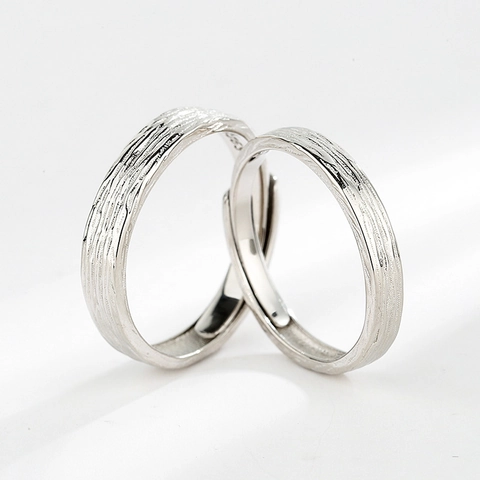 925 Sterlingsilber Paar Ringe Verstellbare Offene Ringe Jahresring Textur Minimalistisch Kreative Mode Valentinstag Geschenk