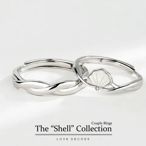 925 Sterling Silver Couple Rings For Men Women Adjustable Open Ring Mother Of Pearl Rhinestone Minimalist Twisted Jewelry