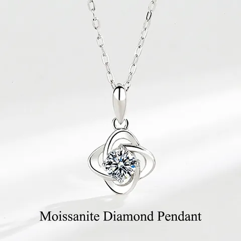 Collar Trébol De Cuatro Hojas De Plata De Ley S925 Colgante Con Moissanita Circón Redondo Joyería Elegante Regalo Para Mujer