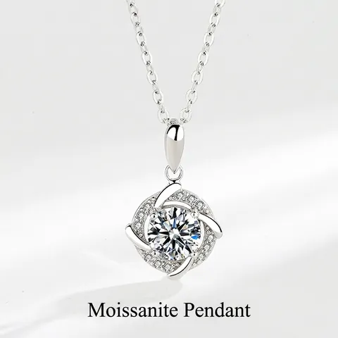 Elegant 925 Sterling Silver Moissanite Rotating Windmill Pendant Accessory For Women Trendy Geometric Jewelry No Chain Gift