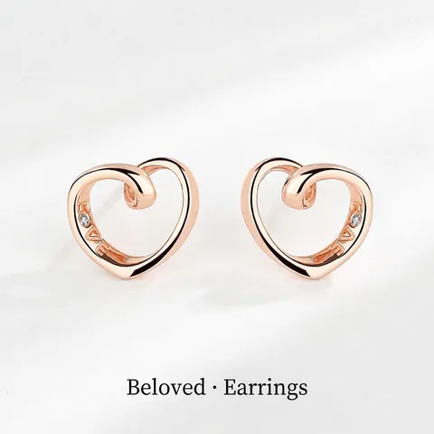 Roségold Vergoldete Herz Ohrstecker Mit 925 Sterling Silber Stift Hohl Liebe Brief Zirkonia Schmuck Für Damen