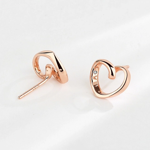 Roségold Vergoldete Herz Ohrstecker Mit 925 Sterling Silber Stift Hohl Liebe Brief Zirkonia Schmuck Für Damen