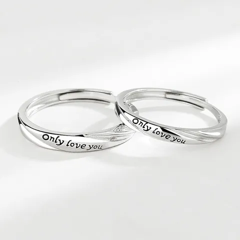 925 Sterling Zilveren Stellen Ringen Möbius Only Love You Gegraveerd Verstelbare Ring Romantische Zirkoon Sieraden Cadeau Vrouwen Mannen
