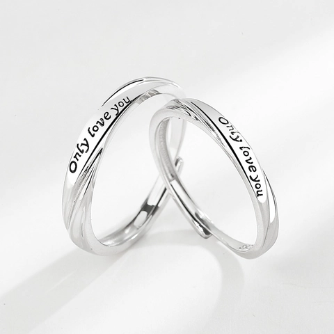 925 Sterling Zilveren Stellen Ringen Möbius Only Love You Gegraveerd Verstelbare Ring Romantische Zirkoon Sieraden Cadeau Vrouwen Mannen