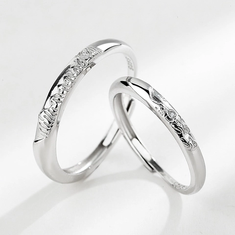 S925 Sterlingsilber Berg Und Meer Paar Ringe Verstellbare Offene Fingerringe Für Verliebte Minimalistischer Schmuck