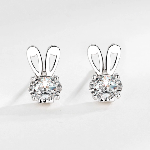 S925 Sterlingsilber Hasen Ohrstecker Süße Zirkonia Eingelegte Hasenohr Ohrringe Mode Tier Schmuck Für Damen Mädchen Geschenk