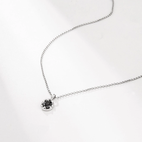 925 Sterling Silver Black Zirconia Necklace For Women Minimalist Oval Pendant Adjustable Clasp Chain Jewelry Gift
