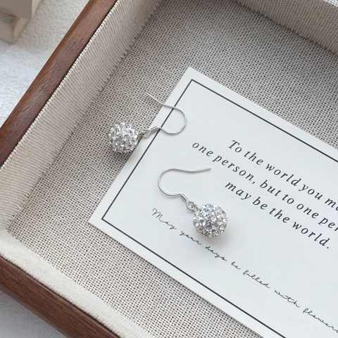 Elegant S925 Sterling Silver Ball Drop Earrings With Sparkling Zirconia Shamballa Style Hook Earrings Jewelry For Women