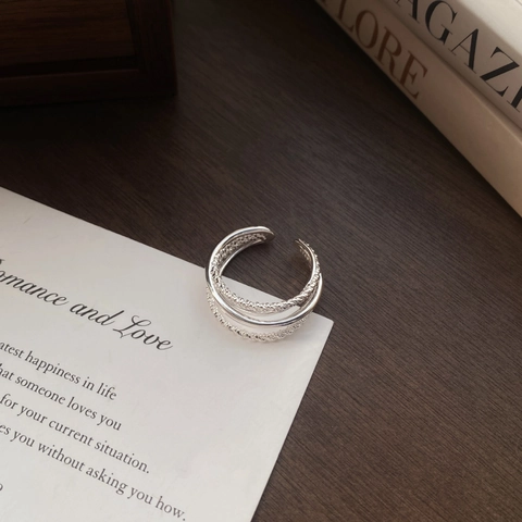 S925 Sterling Silver Multi-Layer Twist Ring For Women Minimalist Adjustable Open Finger Ring Fashion Jewelry Accessory Gift