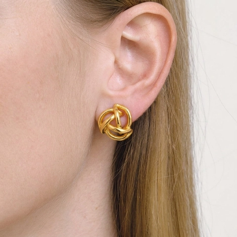 Twisted Knot Stud Earrings 304 Stainless Steel 18K Gold Plated Waterproof Hypoallergenic Geometric Jewelry For Women