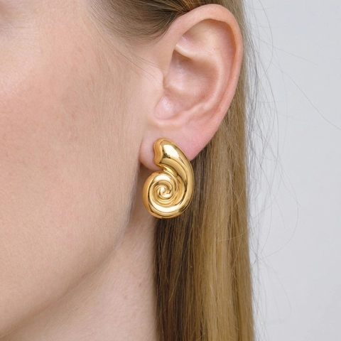 Conch Spiral Ohrstecker 304 Edelstahl PVD Vergoldet Wasserdicht Hypoallergen Minimalistischer Geometrischer Schmuck Für Damen