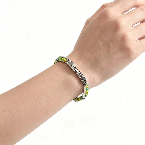 Bracciale In Acciaio Inossidabile Perline Colorate Design Geometrico Stile Minimalista Unico Gioielli Placcati Oro 18K