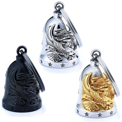 Campana De Guardián Biker Acero Inoxidable Live To Ride Águila Motocicleta Amuleto Colgante Retro Vintage Llavero