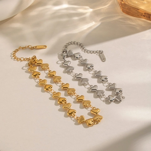 Heart Shaped Shell Patchwork Bracelet 304 Stainless Steel 18K Gold Plated Waterproof Sweatproof Fashion Jewelry For Women